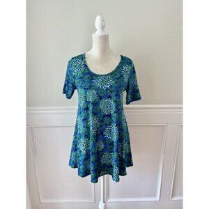 Lularoe XS Blue Green Print Tunic Dress